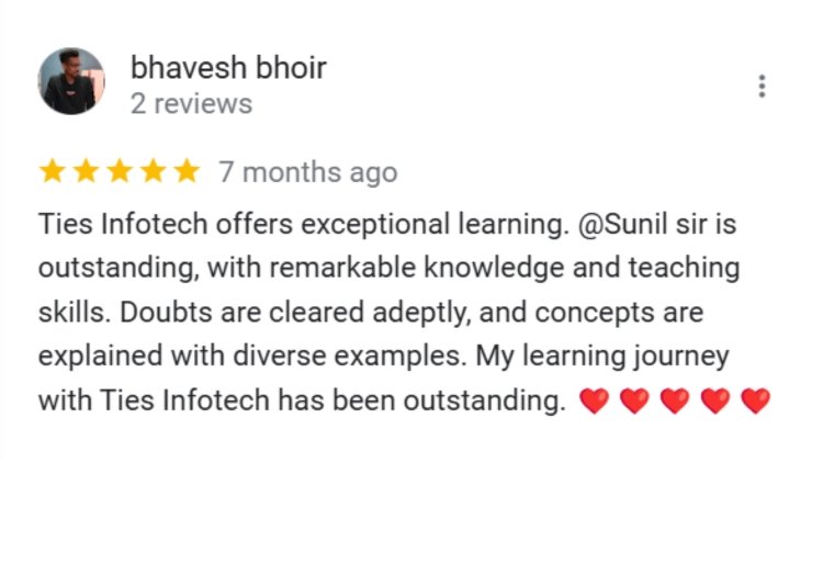 Bhavesh Bhoir - GMB Feedback to Ties Infotech