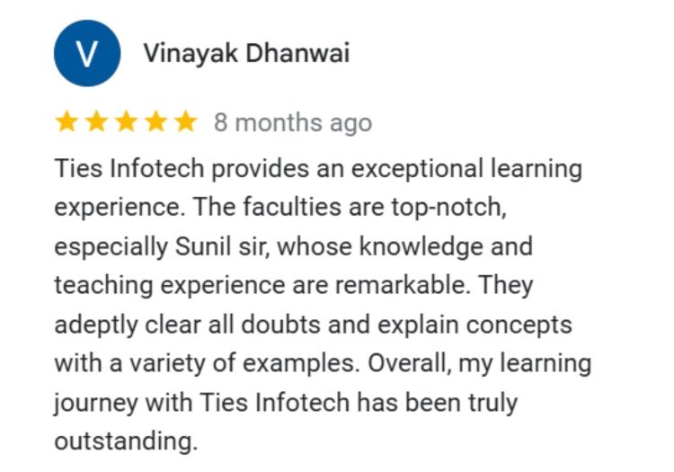 Vinayak Dhanwai - GMB Feedback to Ties Infotech